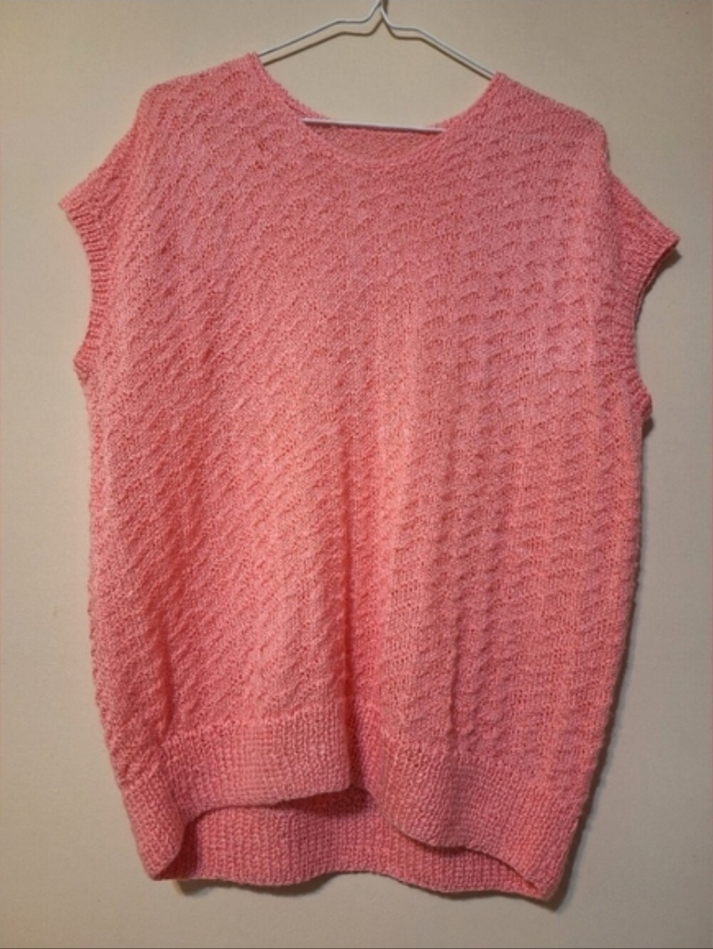 Handmade Pink Knit Sweater Vest Sleeveless Top Relaxed Fit L/XL Cottagecore - Picture 2 of 7